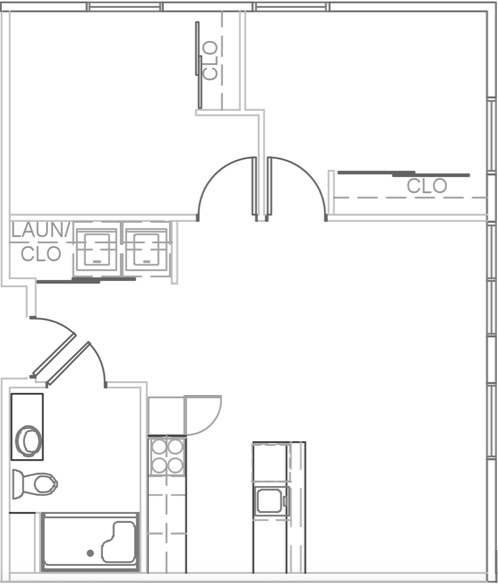 2 Bedroom 1 Bathroom Floor Plan